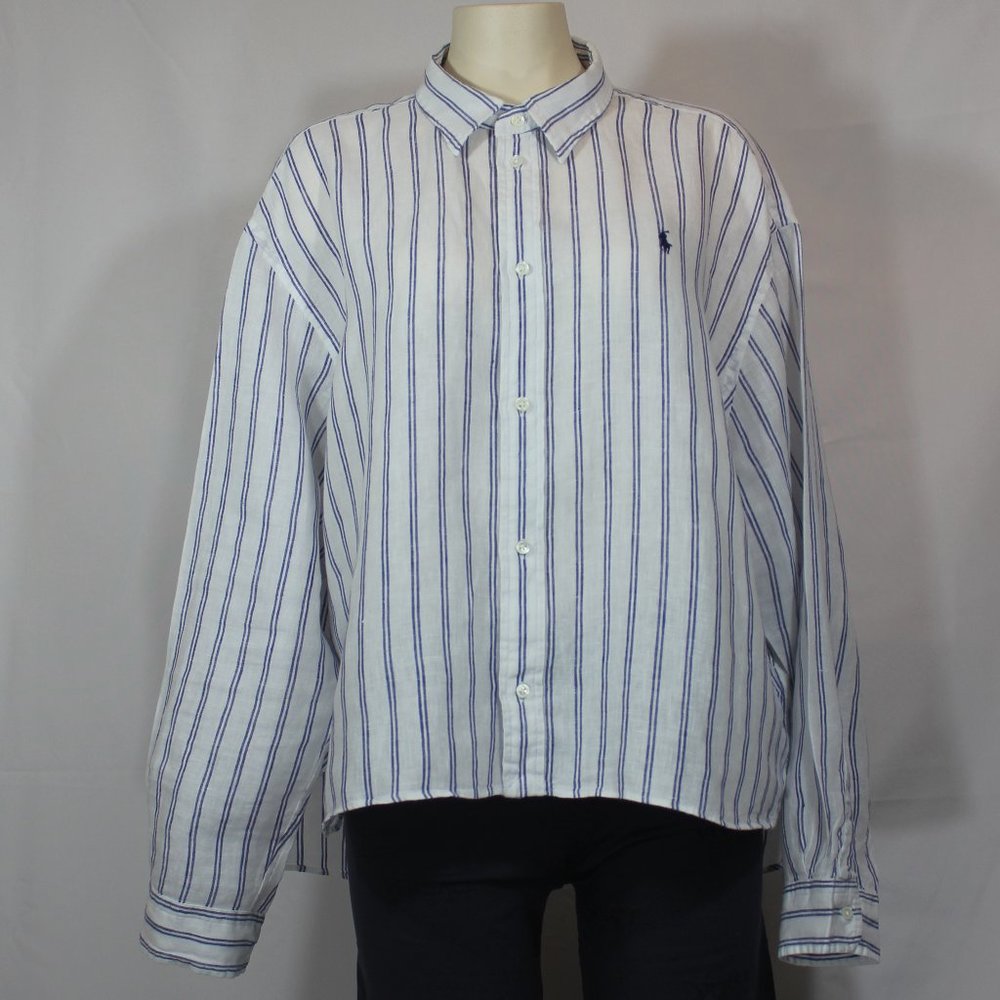 Polo Ralph Lauren Striped Linen Shirt Long Sleeve XL/TG - Picture 3 of 11
